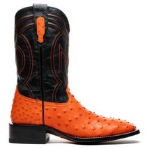 ALABAMA Genuine Ostrich Skin Cowboy Boot from the Western Collection Orange image 1