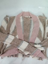 EST. 1946 Sweater Small White Pink Beige And White Long Striped Knit - £13.38 GBP