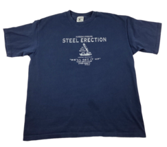 Half Moon Vintage T-shirt Men&#39;s XL Blue Hardon&#39;s Rigging Steel Erection ... - $34.62
