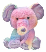 Plush In A Rush Rainbow Sherbet Soft Elephant Plush Toy Stuffed Animal Sparkly F - £19.74 GBP