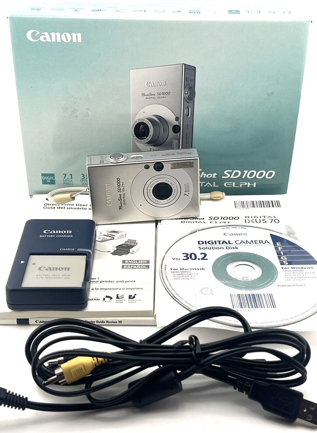 Primary image for Canon PowerShot ELPH SD1000 Digital Camera 7.1MP Bundle Tested IOB