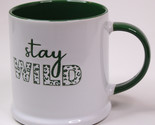 Stay Wild Large Coffee Mug Green And White Ceramic Tea Cup With Green Ha... - $10.61