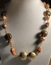 One of a kind Brown and orange jewelry set with gold accent - £20.23 GBP