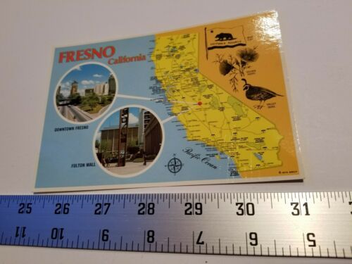 Primary image for Fresno California Postcard Map Fulton Mall Colorscope Postal Card Home Treasure