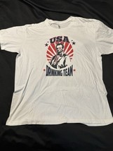 American Apparel 2XL White USA Drinking Team Abe Lincoln Graphic Tee - $316.52 MXN
