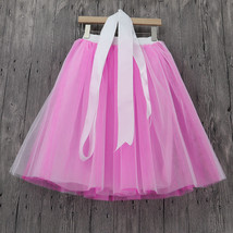 White Pink Tutu Tulle Skirt Outfit Custom Plus Size Ballerina Skirt image 2