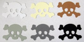 SKULL AND CROSS BONES Set Lot of 24 Punch Cutouts punch-outs U-pick color - $6.50