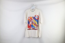 Vintage 90s Mens XL Distressed Spell Out FINA Air Racing Team T-Shirt White USA - £33.28 GBP