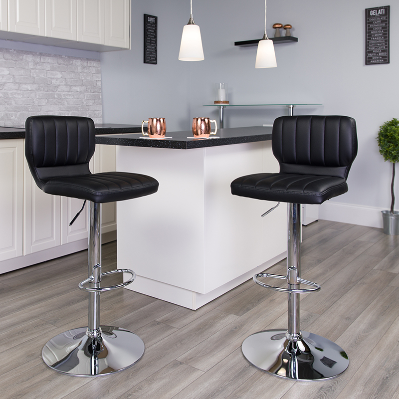 Black Vinyl Barstool CH-132330-BK-GG