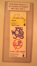 1978 World Series Game 4 TICKET STUB-Main Box seat 2-Yankees 4/Dodgers 3 - £50.15 GBP