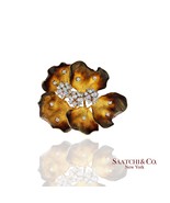 18k (750) Yellow Gold Natural Diamond Flower Brooch - $6,029.10