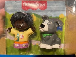 Fisher Price Little People African American Woman with Grey Dog *NEW* bbb1 - $13.99