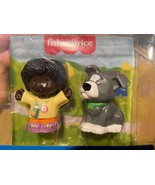 Fisher Price Little People African American Woman with Grey Dog *NEW* bbb1 - £11.05 GBP