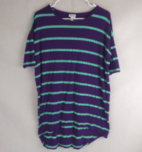 LuLaRoe Irma Tunic Purple With Mint Green Stripes Size XS - $9.89
