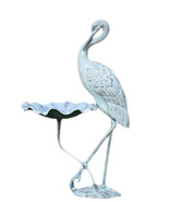 Verdigris Finish Aluminum Crane Birdbath - £226.87 GBP