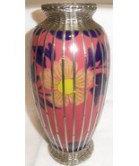 20th. Century Japanese Cloisonne Vase Silver Mesh Overlay or 20th. Cent.English - $350.00