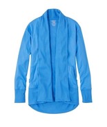 L.L. Bean Blue Cotton Tee Open Cardigan Ribbed Trim Sweater Pockets, Size M - $430.41 MXN