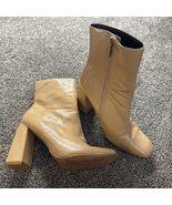 Cape Robbin Victory Chunky Heeled Ankle Boot Size 8.5 Nude - Camel Patent - $18.95