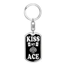 Casino Poker Jewelry Kiss My Ace Swivel Keychain Dog Tag Stainless Steel or 18k  - £35.56 GBP