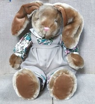Vtg DanDee Plush Lop Eared Bunny Rabbit In Overalls Stuffed Animal Cottagecore - £24.82 GBP