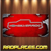Chevy Silverado Inspired Art On Red Aluminum Vanity License Plate Tag New - £15.55 GBP