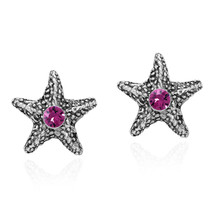 Amazing Sparkling Starfish Purple Crystal Sterling Silver Post Earrings - £18.35 GBP