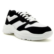 Qupid Black &amp; White Color Block Mesh/Suede Sneakers Women&#39;s 8M - £19.38 GBP