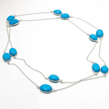 Blue Chalcedony Gemstone Handmade Fashion Ethnic Necklace Jewelry 36&quot; SA 6477 - £6.22 GBP
