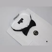 Men's Tuxedo shirt MILANI Wing Tip Formal Pleated Front After Six Wedding White image 3