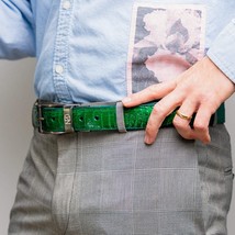 Marco Di Milano Genuine Ostrich Ostrich Leg Exotic Belt Alessio Lemon Green image 6