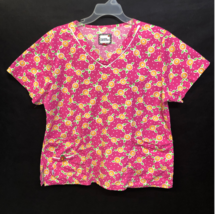 Mary Engelbreit Pink Floral Flower Scrub Top Shirt Size XL Nurse Vet Tec... - £17.23 GBP