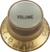 CE Top Hat Volume Control Knob, Gibson Style, Silver Cap, Gold, Single - $3.99