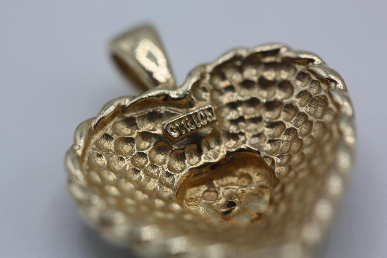 10K Two Tone Gold Matte Finish White Gold Accent Heart Pendant Charm 2.5 gr Item image 5