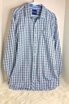 Tommy Bahama Mens Sz XL Long Sleeve Button Down Shirt Blue Plaid - £13.91 GBP