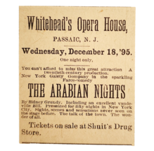 1895 Arabian Nights Play Advertisement Whitehead&#39;s Opera House Victorian... - $21.00 CAD