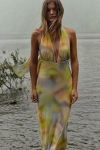 NWT ZARA PRINTED TULLE MIDI HALTER DRESS M - $119.99