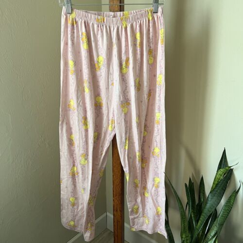 Primary image for Vintage Looney Tunes Tweety Bird Pajama Pants Womens Large Lounge PJs Pink Y2K