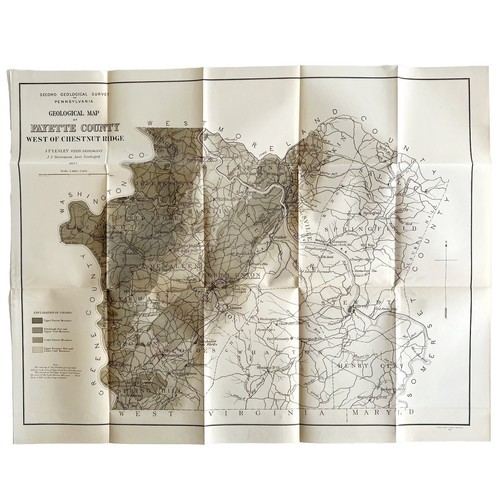 Map Coal Outcrops 1877 Geological Fayette County Pennsylvania Victorian DWZ1 Item image 2