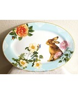 William Sonoma SPRING GARDEN Bunny Rabbit Floral Oval Serving Platter EA... - £52.24 GBP