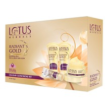 Lotus Herbals Radiant Gold Facial Kit Instant Glow With 24K Pure Gold Pa... - $39.50
