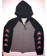 SKULL &amp; CROSS BONES Zip Hoodie Sweatshirt XL punk kbd metal rock custom - £15.28 GBP