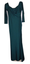 Woman&#39;s Green Side Slit Long Sleeve Full Length Dress - Zip Back - Size:... - £12.89 GBP