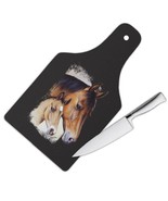 Two Horses : Gift Cutting Board Classic Drawing Art Artistic Paint Farm ... - $40.68 CAD