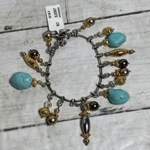 Brighton  Persiana Turquoise Look  Stone &amp; Charm Bracelet NWT - £31.15 GBP