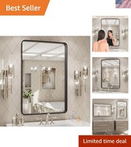 Matte Black 24x30 Inch Farmhouse Bathroom Mirror - Versatile Wall Mounte... - $119.99