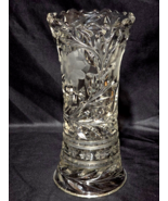 Antique MCKEE Glass INNOVATION 10&quot; Vase Etched Daisy &amp; Button Hand Cut L... - €37,97 EUR