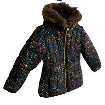 S Rothschild R1881 Girls Ls Faux Fir Hooded Pockets Black Puffer Jacket Euc 6X - £26.88 GBP