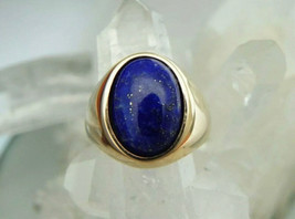 Gold Lapis Ring For Man Blue Lapis Lazuli Ring Gift For Him Lapis Birthstone Rin - £143.60 GBP