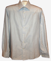 Messori Men&#39;s Gray Zigzag Design Italy Cotton Button-Down Shirt Size 15 ... - £50.36 GBP