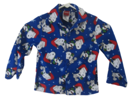 Peanuts Child Pajama Top sz 6 Snoopy Christmas polyester flannel vintage 90s - £11.69 GBP